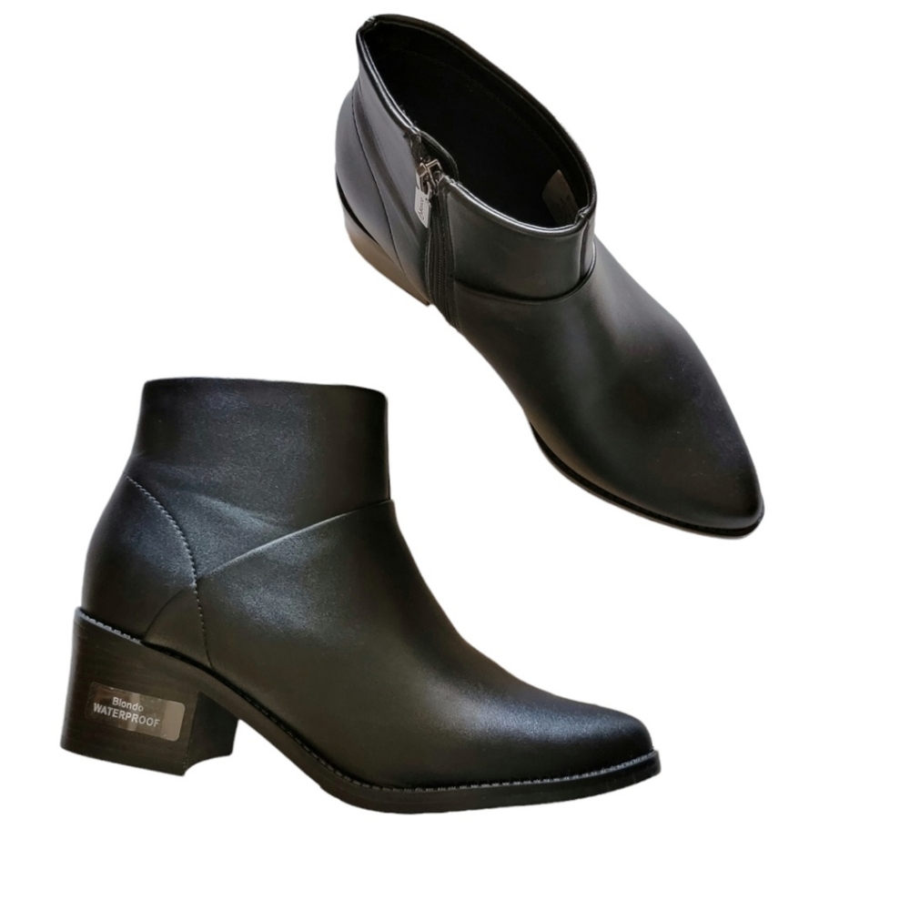 Blondo | Eileen Waterproof Black Leather Pointy toe Booties Size 8.5